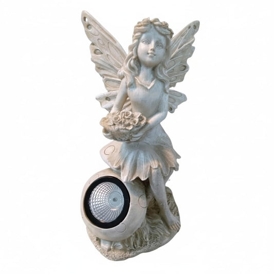 Comfy Hour Faith and Hope Collection Resin 12" Praying Angel with Flower Basket Solar Light Garden Statue