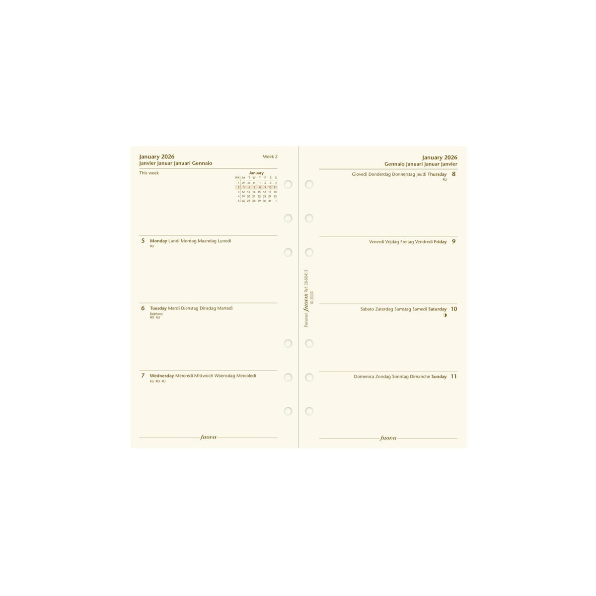 Filofax Planner, Personal Compact, Cream