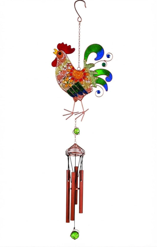 Carson Home Accents 62887 Wireworks Garden Chime, Vibrant Mesh Rooster, 30" Long