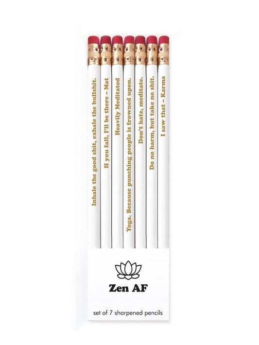 Snifty SPP7025 Zen AF Pencil with Funny Sayings, Set of 7