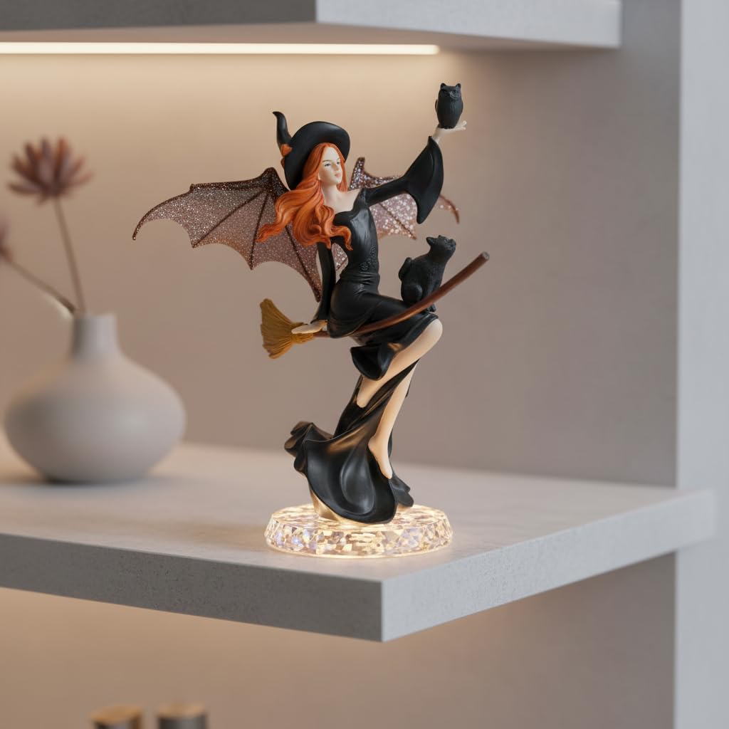 Comfy Hour 9 Inch Dark Fairy Witch Figurine, Gothic Shelf Decor