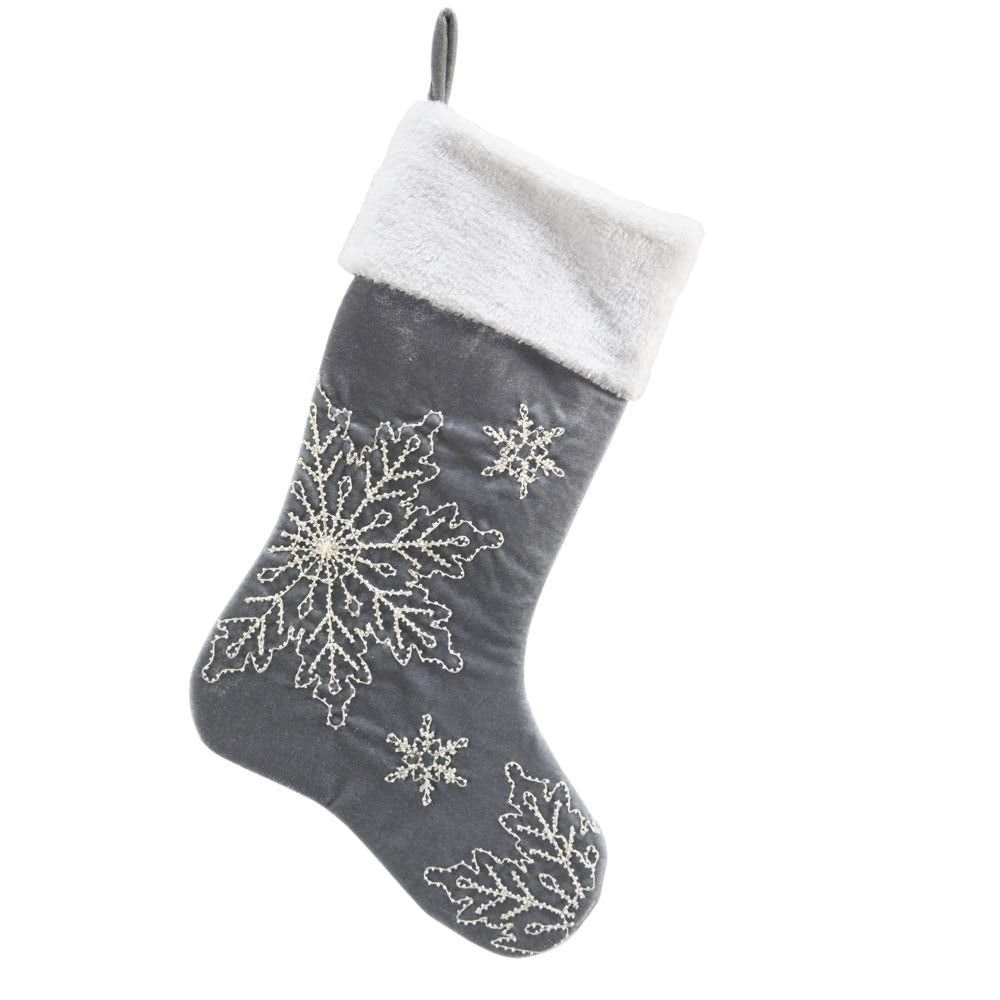 Comfy Hour 18 x 11 Inch Christmas Stocking, Gray Snowflake, Set of 1