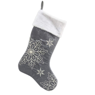 Comfy Hour 18 x 11 Inch Christmas Stocking, Gray Snowflake, Set of 1