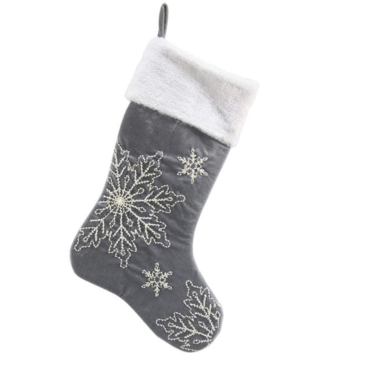 Comfy Hour 18 x 11 Inch Christmas Stocking, Gray Snowflake, Set of 1