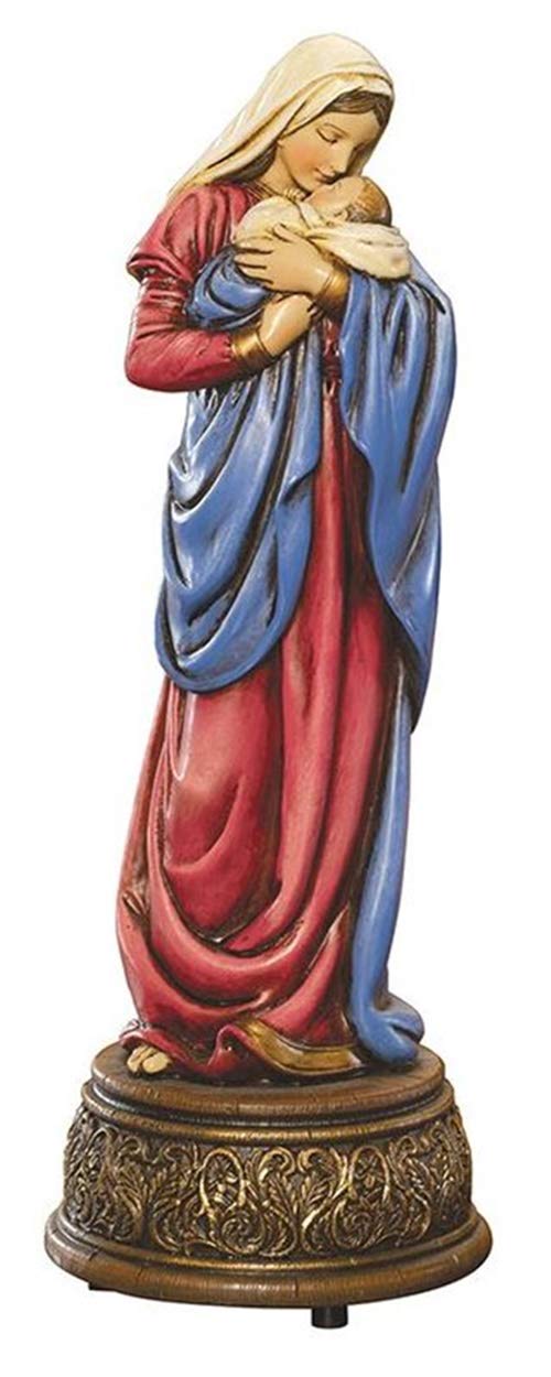 Creative Brands Avalon Gallery Resin Madonna and Infant Jesus Christ Mother's Kiss Wind Up Musical Figurine, 9 Inch