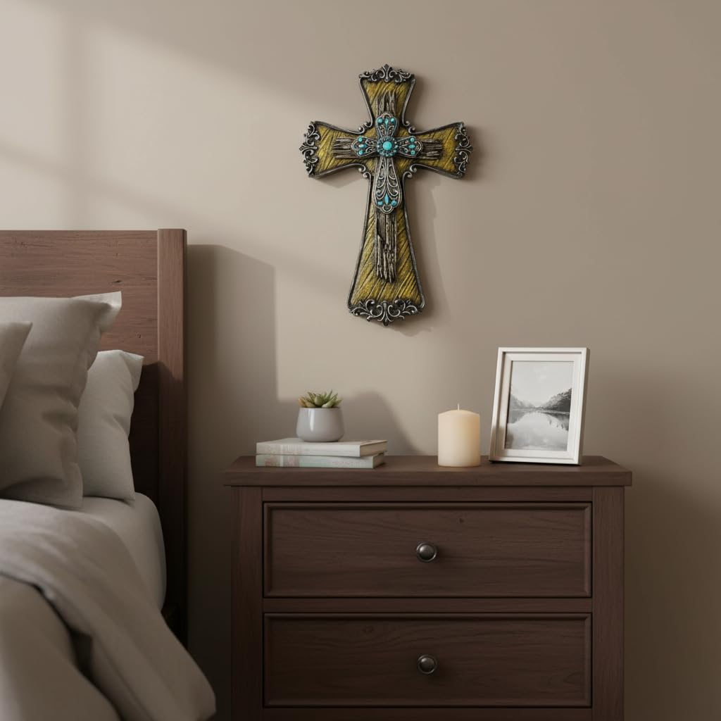 Comfy Hour 12 Inch Wall Cross for Home Decor, Ornate Scrollwork