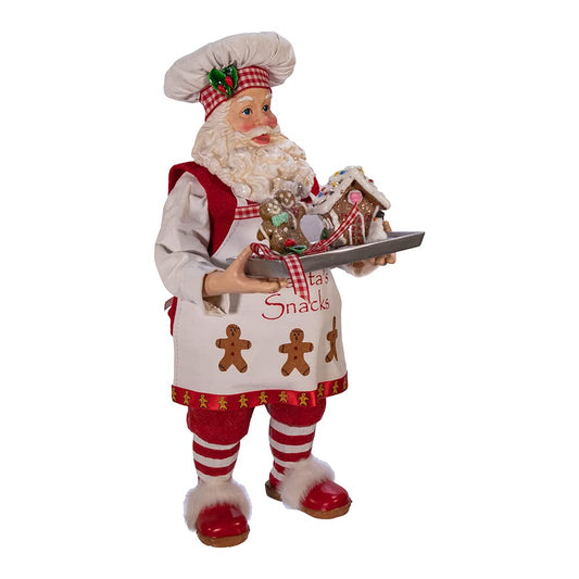 Kurt Adler 11" Fabrich Gingerbread Chef Santa Figurine