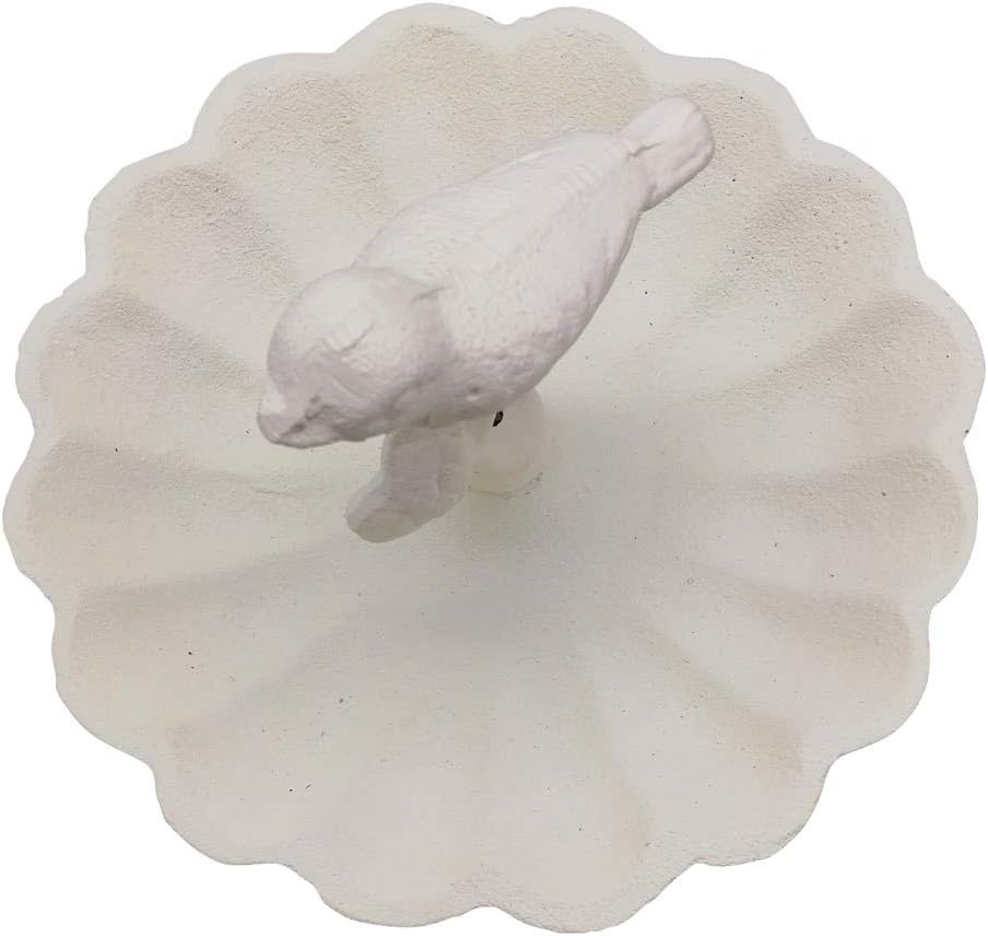 Comfy Hour Bird Meets Garden Bath Collection Solid Pedestal Bird Bath/Feeder with Decorative Bird, Metal, Heavy Duty, White, Recycled, Decorative Gift Idea
