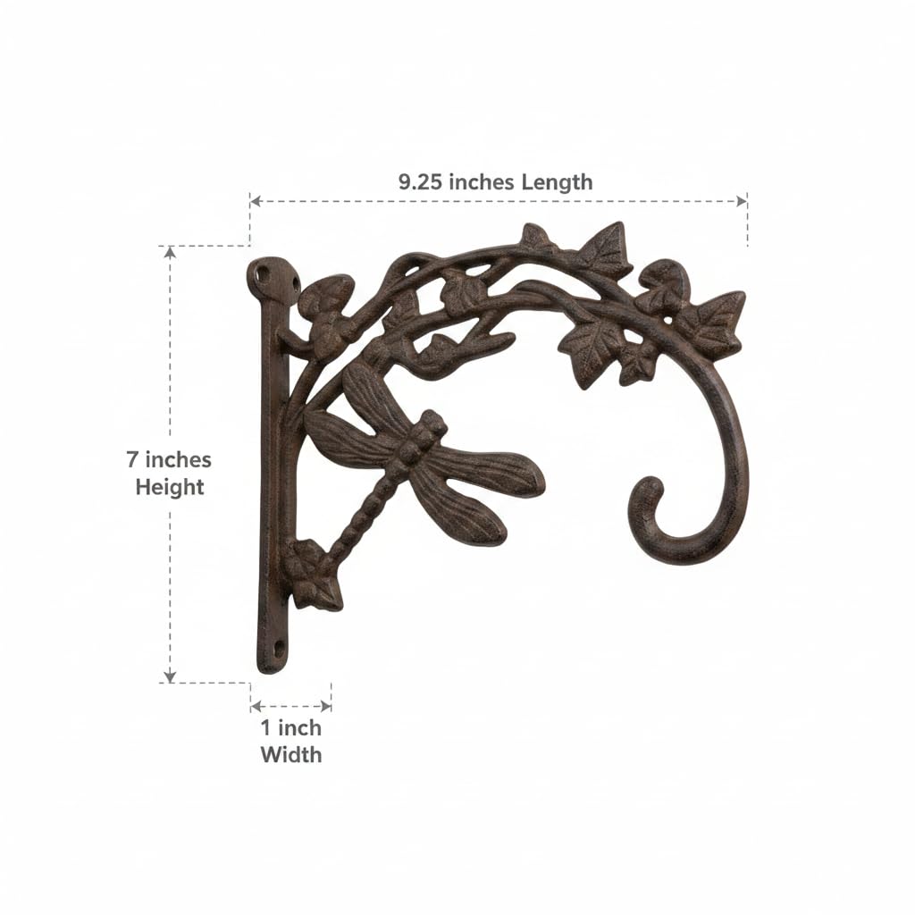 Comfy Hour Cast Iron Wall Mount Dragonfly Bracket Plant Hanger