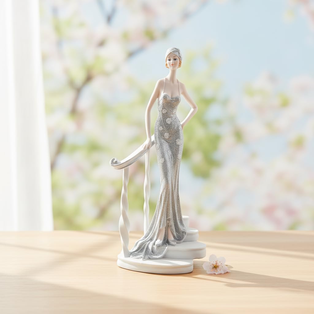 Comfy Hour 13.7 Inch Woman Figurine Decor, Art Deco Lady Statue