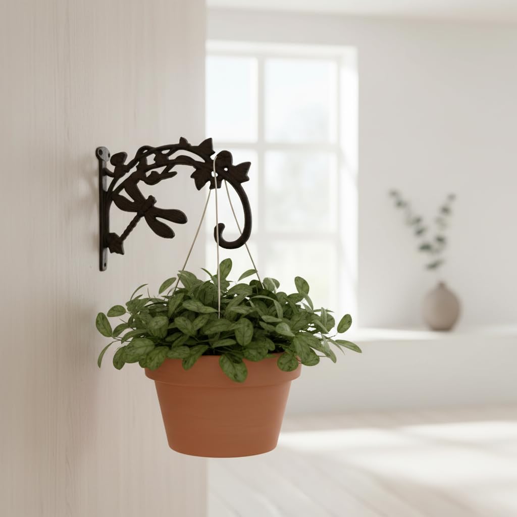 Comfy Hour Cast Iron Wall Mount Dragonfly Bracket Plant Hanger
