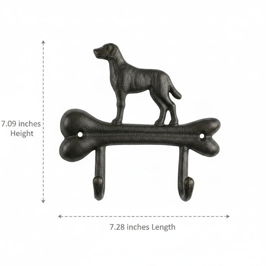 Comfy Hour Cast Iron Dog On Bone Double Key Coat Hooks Clothes Rack Wall Hanger, Heavy Duty Recycled