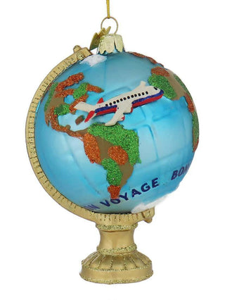Kurt Adler Noble Gems Globe with Airplane Christmas Ornament