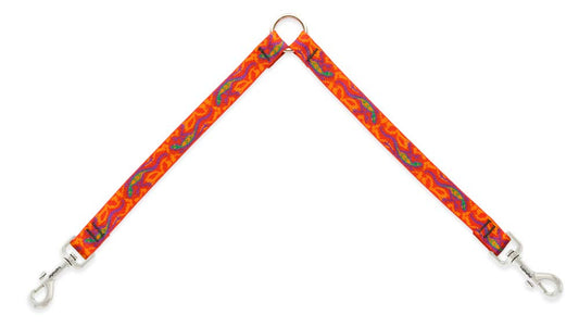 Coupler for Walking Two Medium or Larger Dogs Together, 3/4" Wide Go Go Gecko Design by Lupine, 24" Long