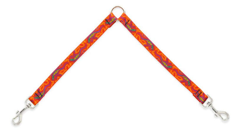 Coupler for Walking Two Medium or Larger Dogs Together, 3/4" Wide Go Go Gecko Design by Lupine, 24" Long