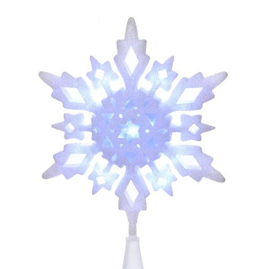 Kurt Adler  10 inches Cool White LED Glitter Snowflake Treetop