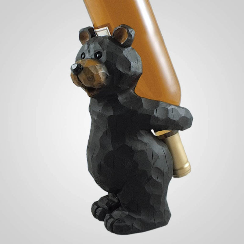 Lipco Cute Carved Bear Wine Holder, 9.85-inch Height, Polyresin