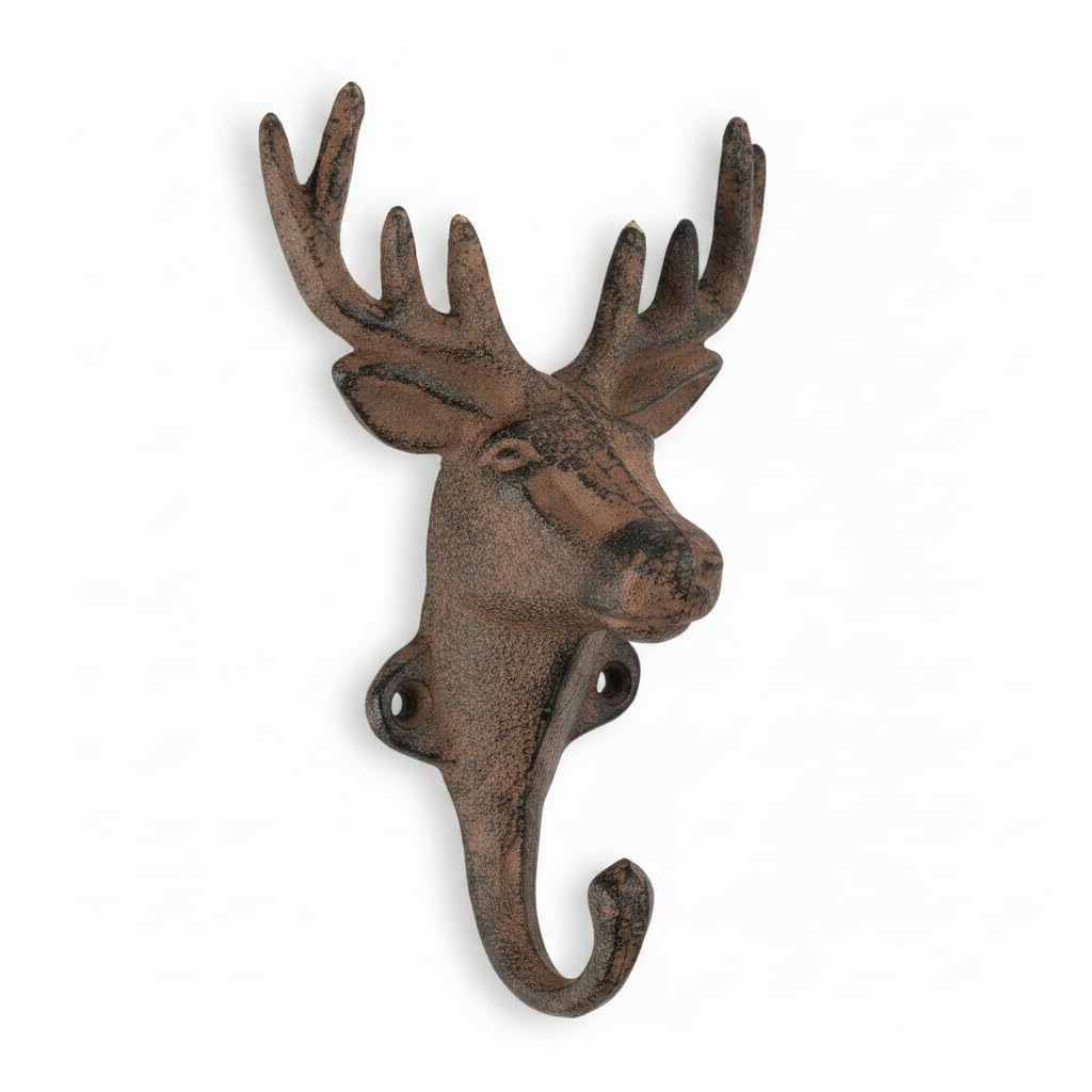 Comfy Hour Cast Iron Deer Single Key Coat Hook Clothes Rack Wall Hanger, Heavy Duty, Recycled