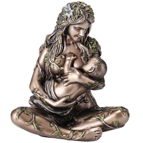 Veronese Design 4 3/8 Inch Mother Earth Gaia Nurturing Baby Resin Miniature Hand Painted Bronze Finish Sculpture