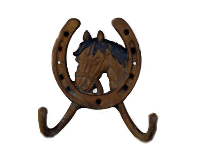 Sunset Vista Sunset Vista Designs Cast Iron Double Wall Hook, Horse Shoe with Horse