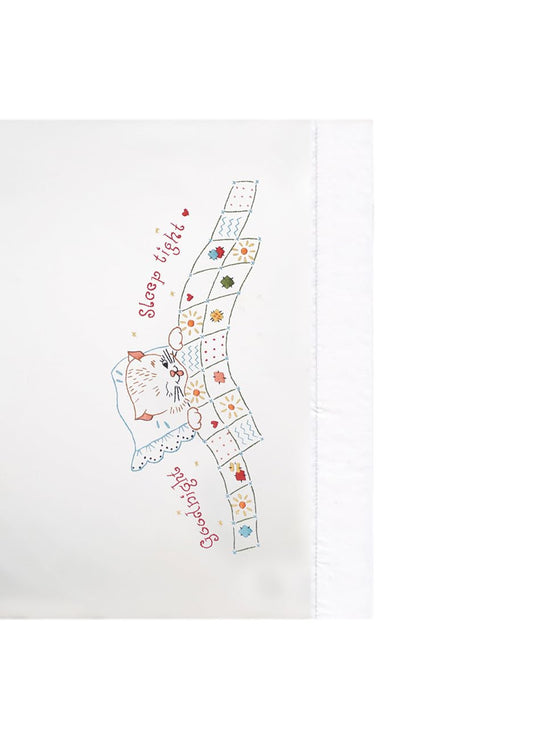Design Works Crafts Tobin Stamped Pillowcases Nigh,t 20" x 30" Embroidery Kit, Good Night