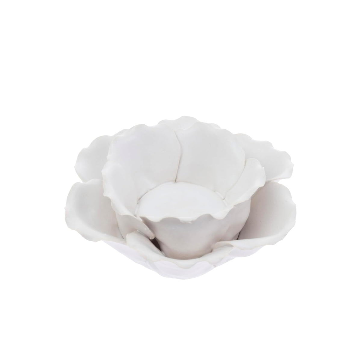 Boston International Candle Holder, 3.5", White Flower