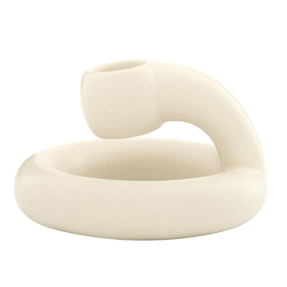 47th & Main Candle Holder, 4.25" Diameter x 3" H, White
