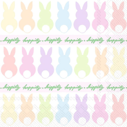 Boston International IHR 3-Ply Paper Napkins, 20-Count Cocktail Size, Bunnies In A Row