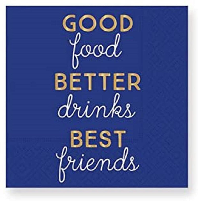 Design Design Good Better Best Cocktail Napkins, 5&quot;, Navy Blue