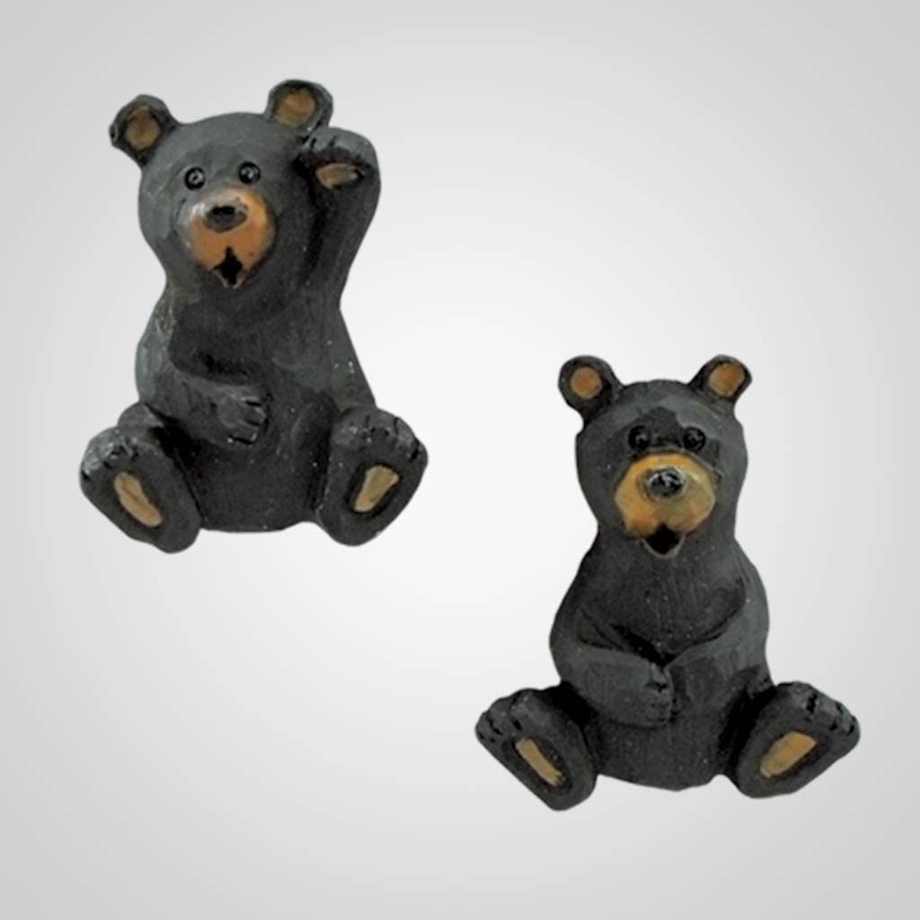 Lipco Cute Wood Carved Look Magnet Bears, 2-inch Height, Polyresin, Set of 2