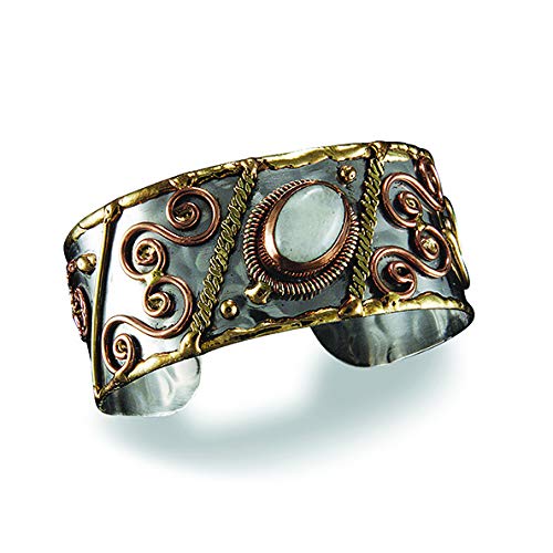 ANJU JEWELRY Janya Collection Mixed Metal Cuff Bracelet - Moonstone