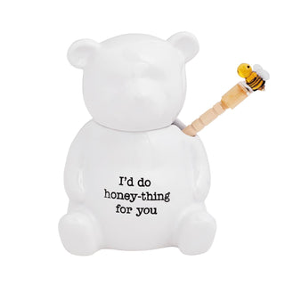 Mud Pie White Ceramic Bear Honey Jar
