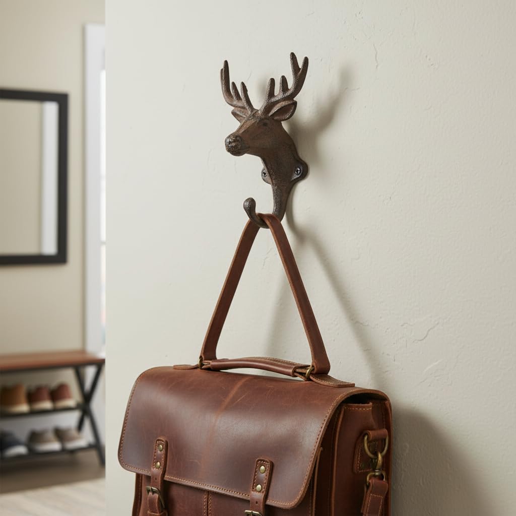 Comfy Hour Cast Iron Deer Single Key Coat Hook Clothes Rack Wall Hanger, Heavy Duty, Recycled