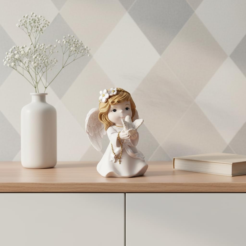 Comfy Hour 5 Inch First Communion Figurine, Praying Angel with Dove