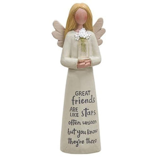 Blossom Bucket Friend Like Stars Angel with Flowers 2 x 5 Inch Resin Tabletop Figurine