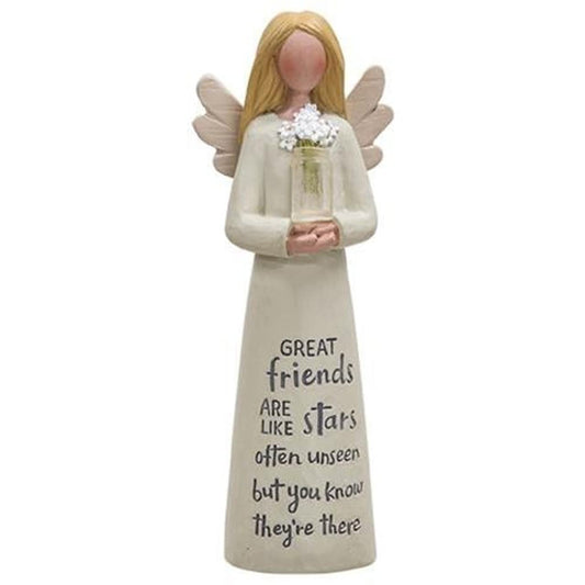 Blossom Bucket Friend Like Stars Angel with Flowers 2 x 5 Inch Resin Tabletop Figurine