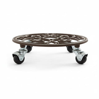 Comfy Hour 10 Inch Plant Caddy with Wheels, Cast Iron Round Trolley