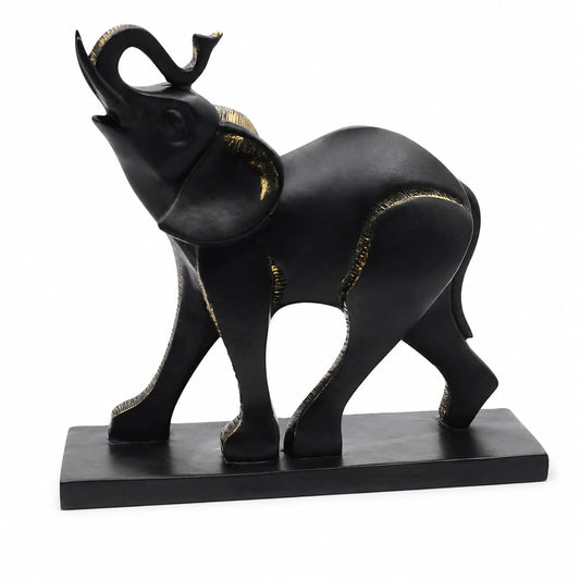 Comfy Hour 8 Inch Elephant Decor, Black Elephant Figurine, Trunk Up