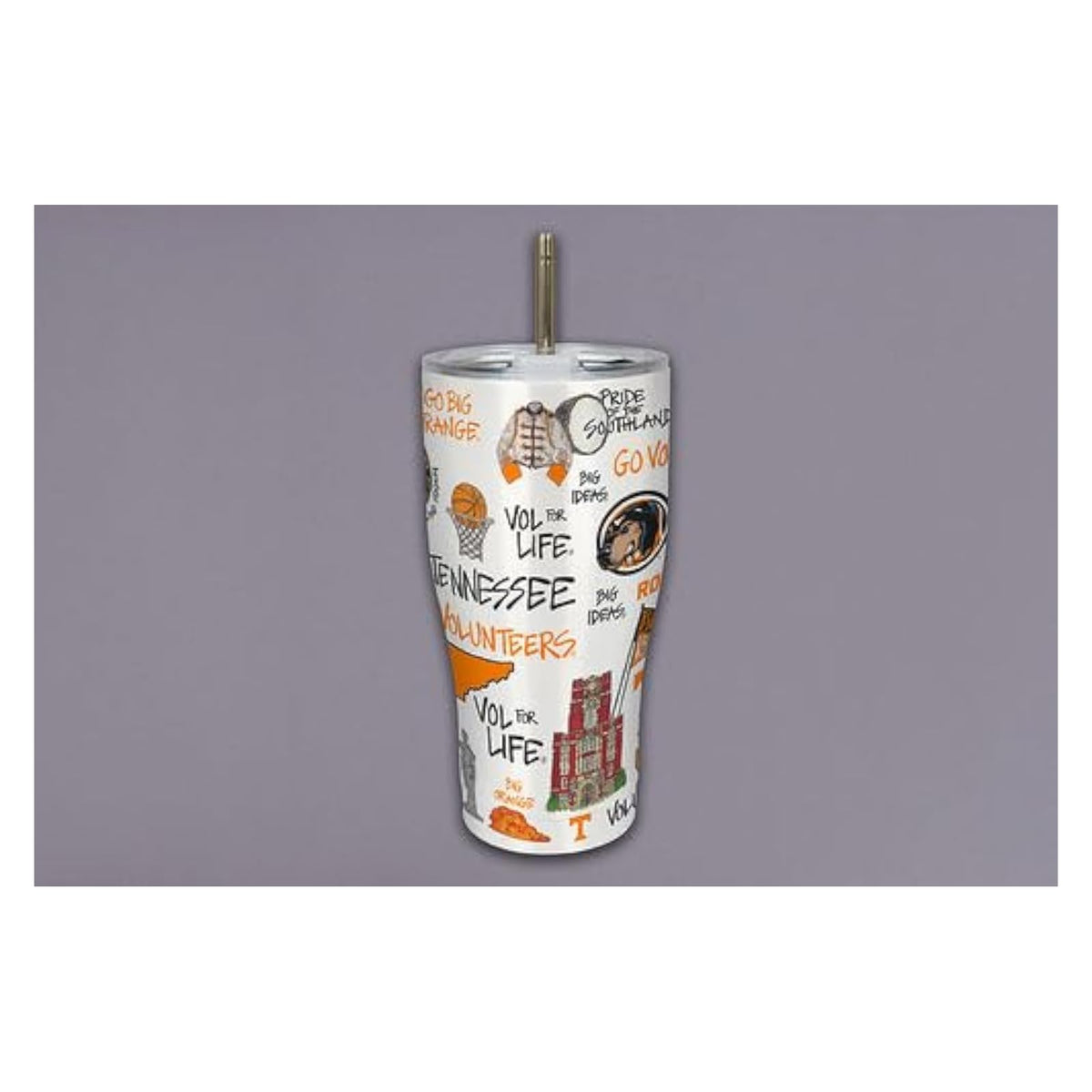 Magnolia Lane Drinking Cup, 22 Ounces, orange and white