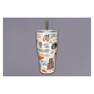 Magnolia Lane Drinking Cup, 22 Ounces, orange and white