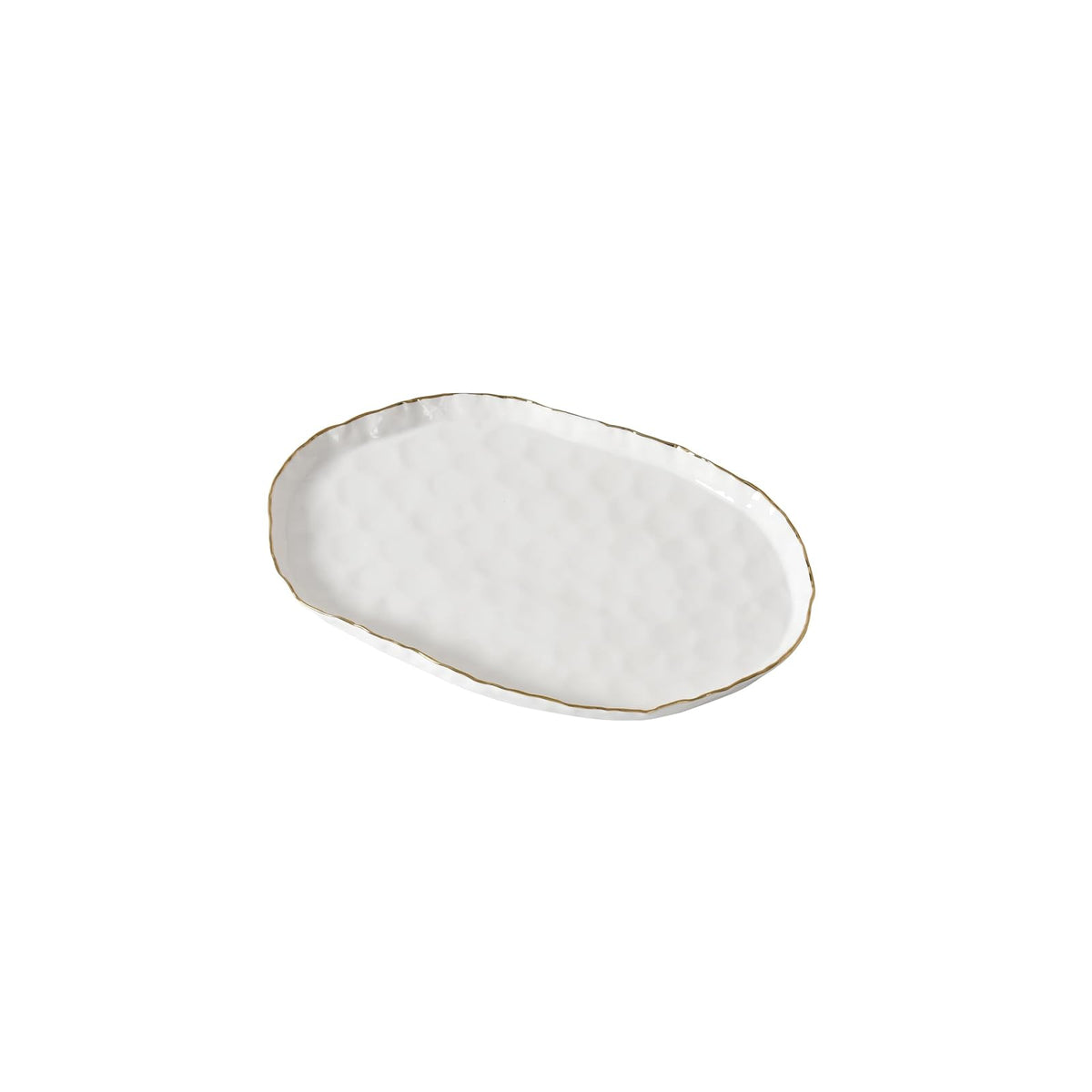 Pampa Bay Dishware Plate, 14.25 x 9, White With Gold Rim