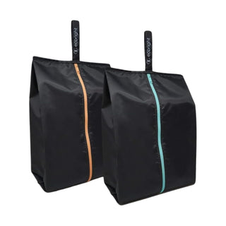 Eco Right Shoe Bag, One Size, Black with Aqua & Peach Zipper