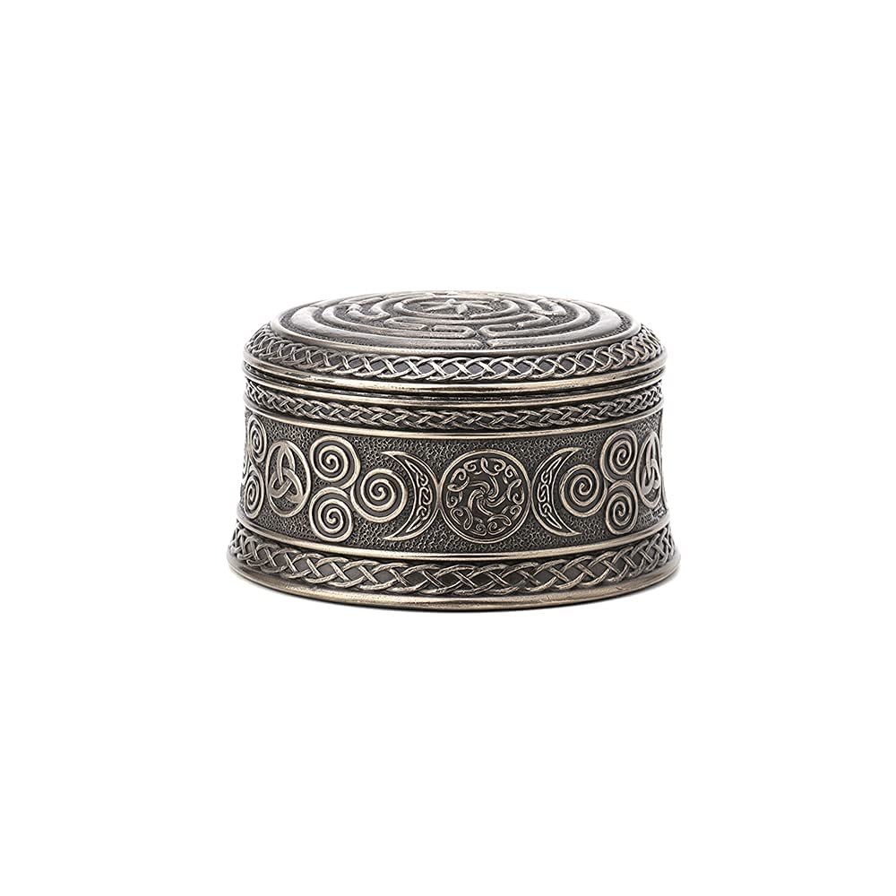 Unicorn Studio Veronese Design 2 3/8" Tall Hecate's Wheel Trinket Box Cold Cast Bronzed Resin Collectible Decorative Storage Wiccan Figurine