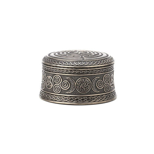 Unicorn Studio Veronese Design 2 3/8" Tall Hecate's Wheel Trinket Box Cold Cast Bronzed Resin Collectible Decorative Storage Wiccan Figurine