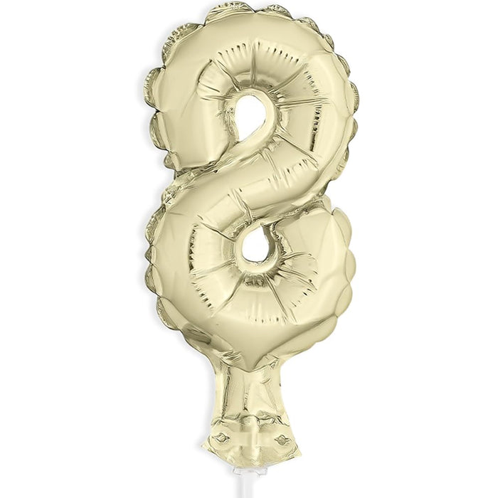 Unique Industries Unique 57268 Gold Foil Number 8 Party Balloon Cake Topper 1 ct 5"