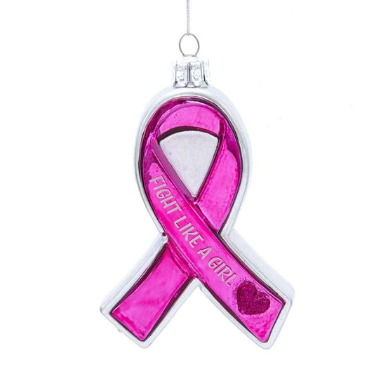 Kurt Adler Adler 4-Inch Susan G Komen Glass Pink and Silver Ribbon Ornament, Multi