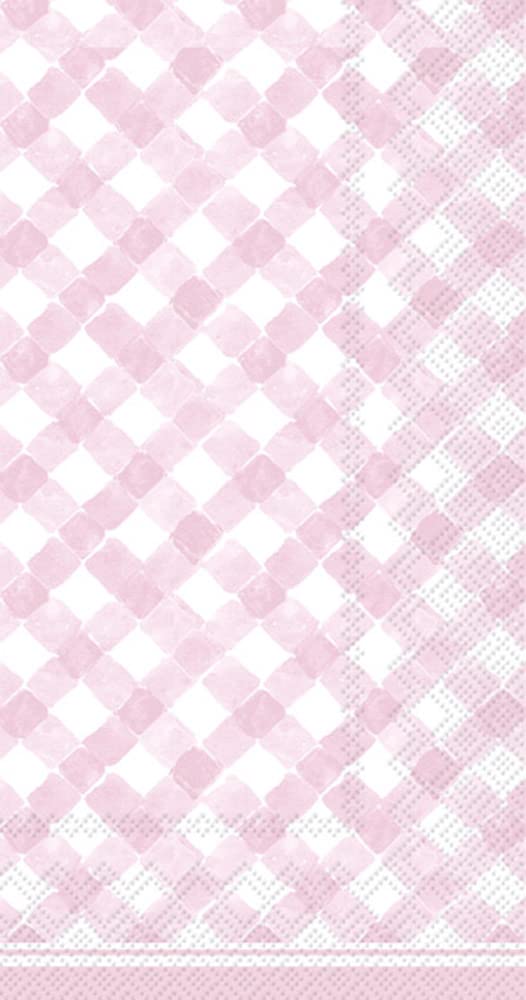 Boston International Rosanne Beck Paper Napkins, 16-Count Guest Size, Gingham Light Rose
