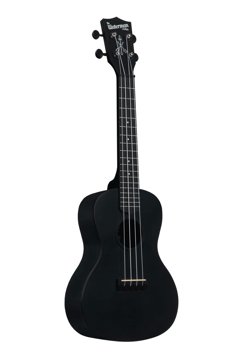 Kala Brand Music Co. The Waterman Beach Collection, 4-String Ukulele, Right, Black Sand, Concert (KA-WMS-BK-C)