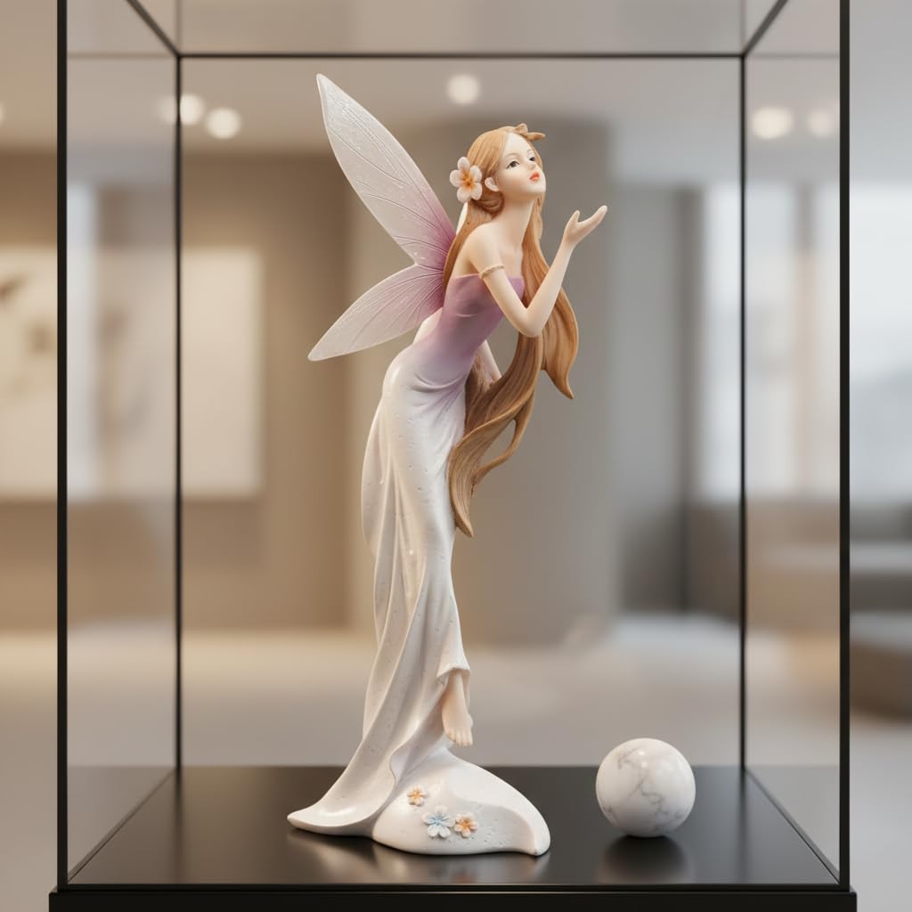 Comfy Hour 13 Inch Fairy Statues Figurine, White Lilac Decor, 1 Piece