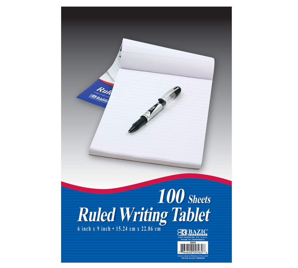 BAZIC 100 Ct. 5.75" X 9" Ruled Writing Tablet